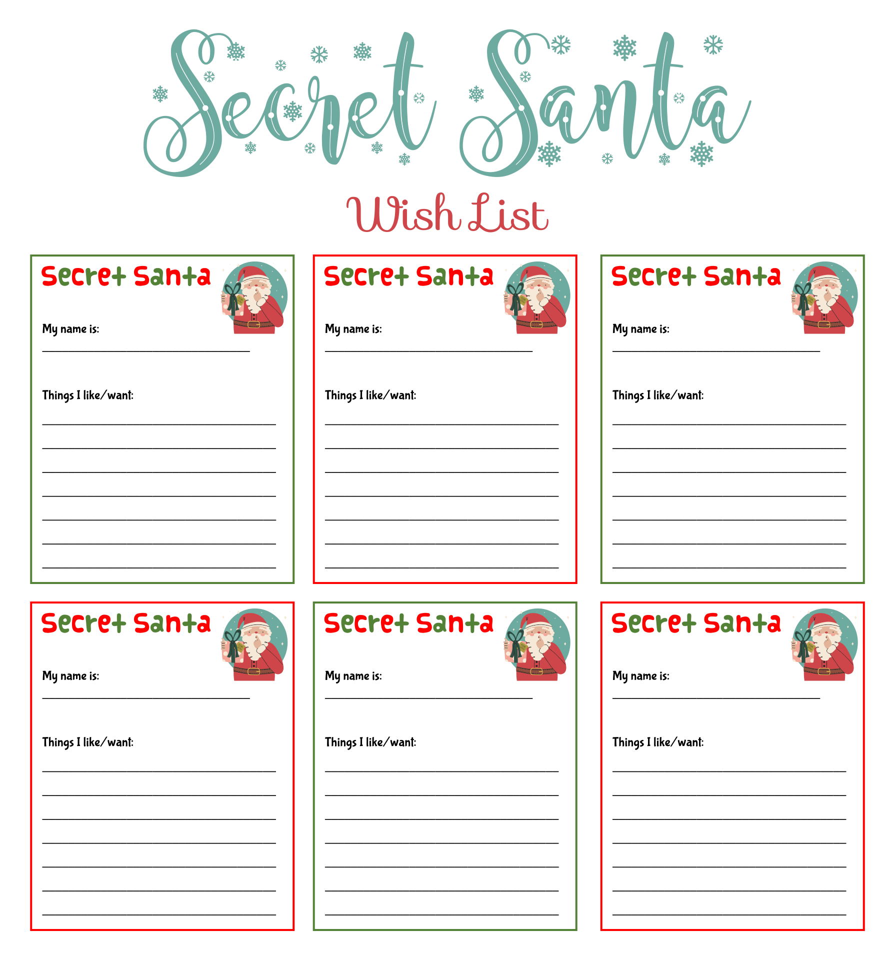 10 Best Secret Santa List Printable Printablee Printable Templates 