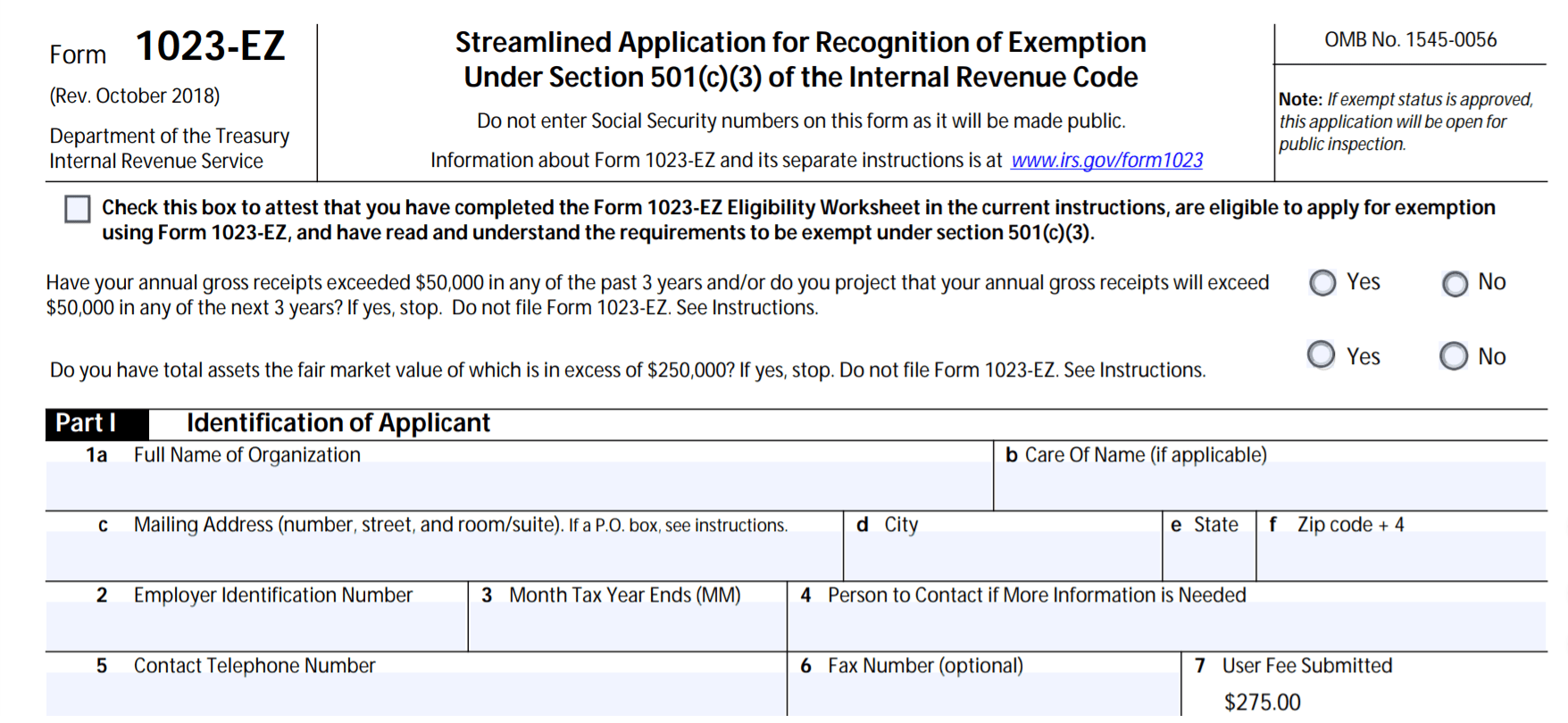 1023 Ez Fillable Form Printable Forms Free Online