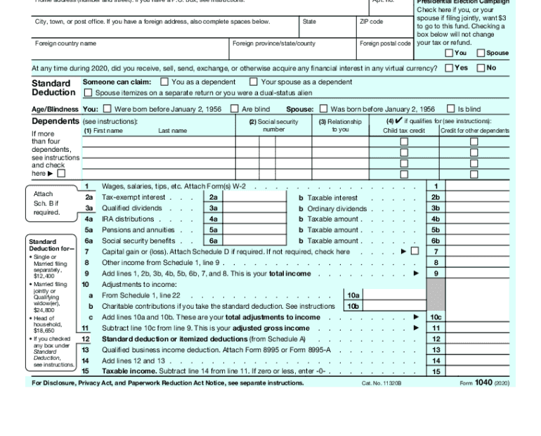 1040 Printable Tax Return Forms Printable Forms Free Online