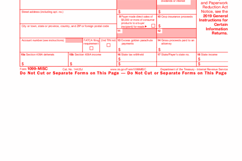 1099 MISC Form Printable And Fillable PDF Template