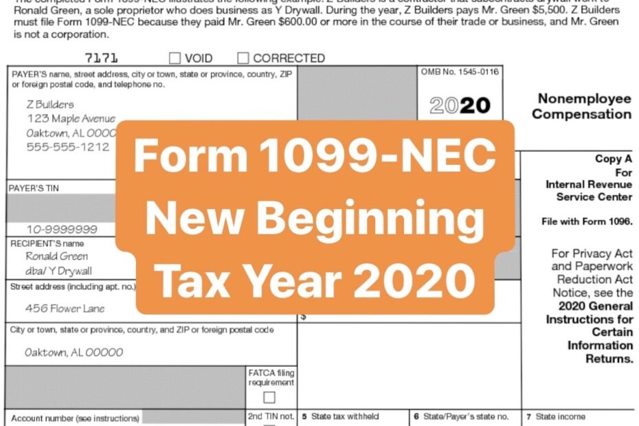 1099 Nec Printable Form Printable Forms Free Online