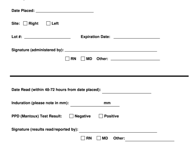 2 Step Tb Skin Test Form Fill Online Printable Fillable Blank Tb