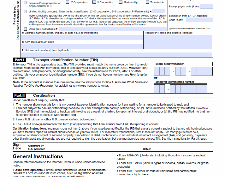 2022 IRS Printable W9 Form Printable W9 Form 2025