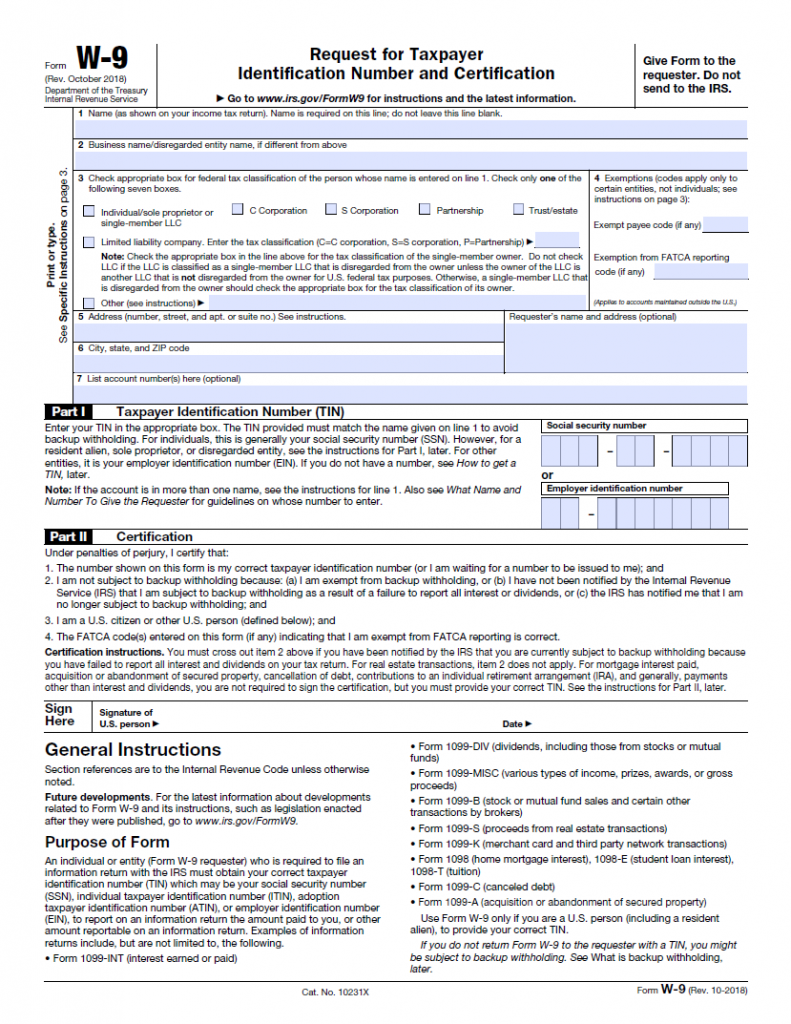 2022 IRS Printable W9 Form Printable W9 Form 2025