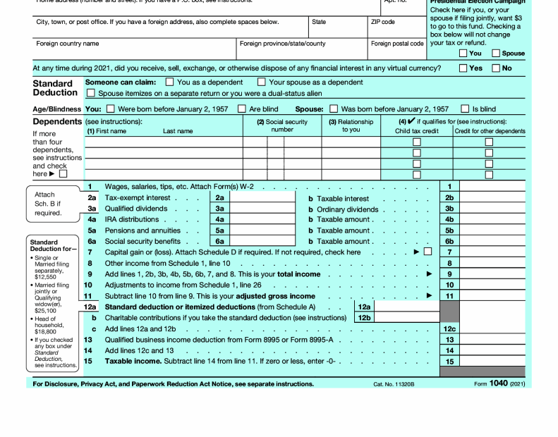 2022 Tax Forms 1040 Printable Fillable Fillable Form 2024