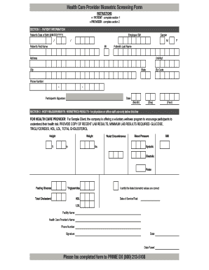 2023 Biometric Screening Form Printable Forms Free Online