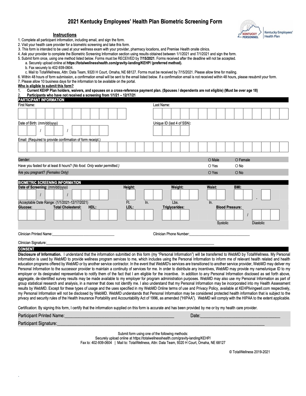 2023 Biometric Screening Form Printable Forms Free Online