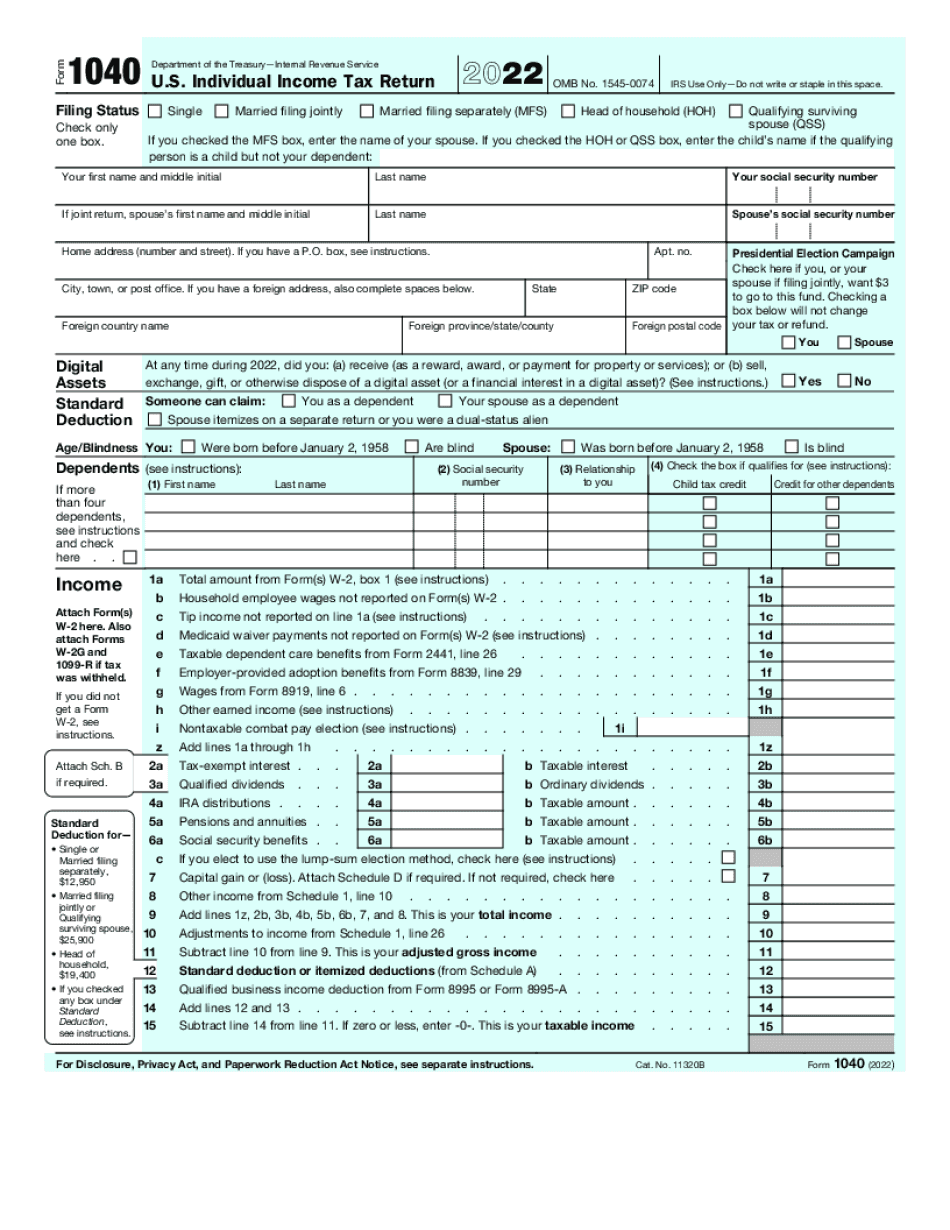 2023 Irs Tax Forms 1040 Printable Forms Free Online