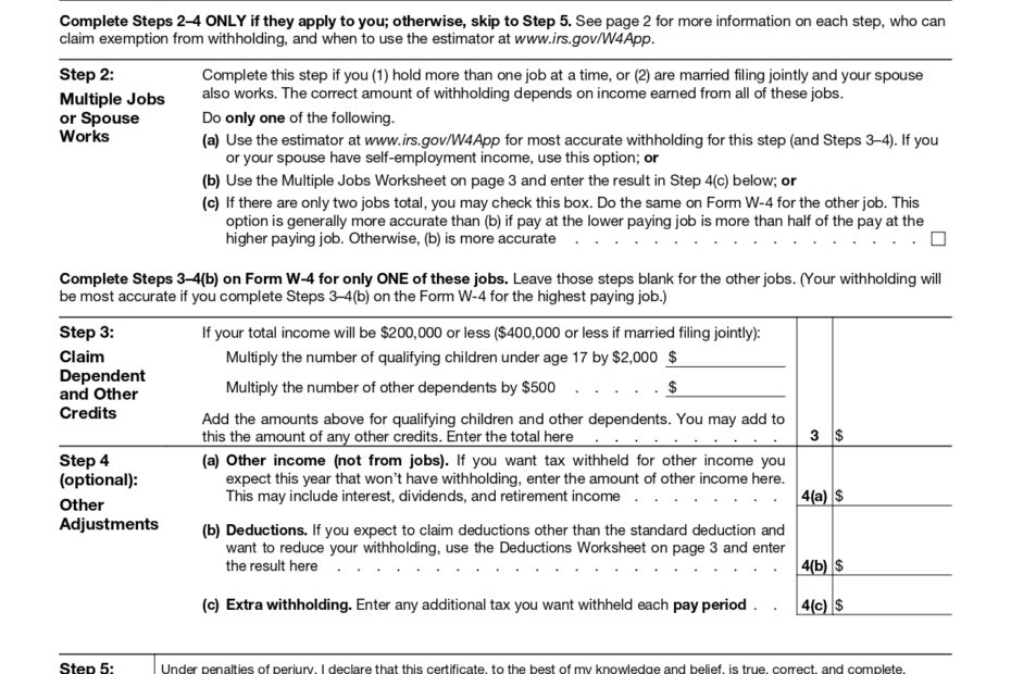 2024 W 4 Form Printable Internal Revenue Service IRS