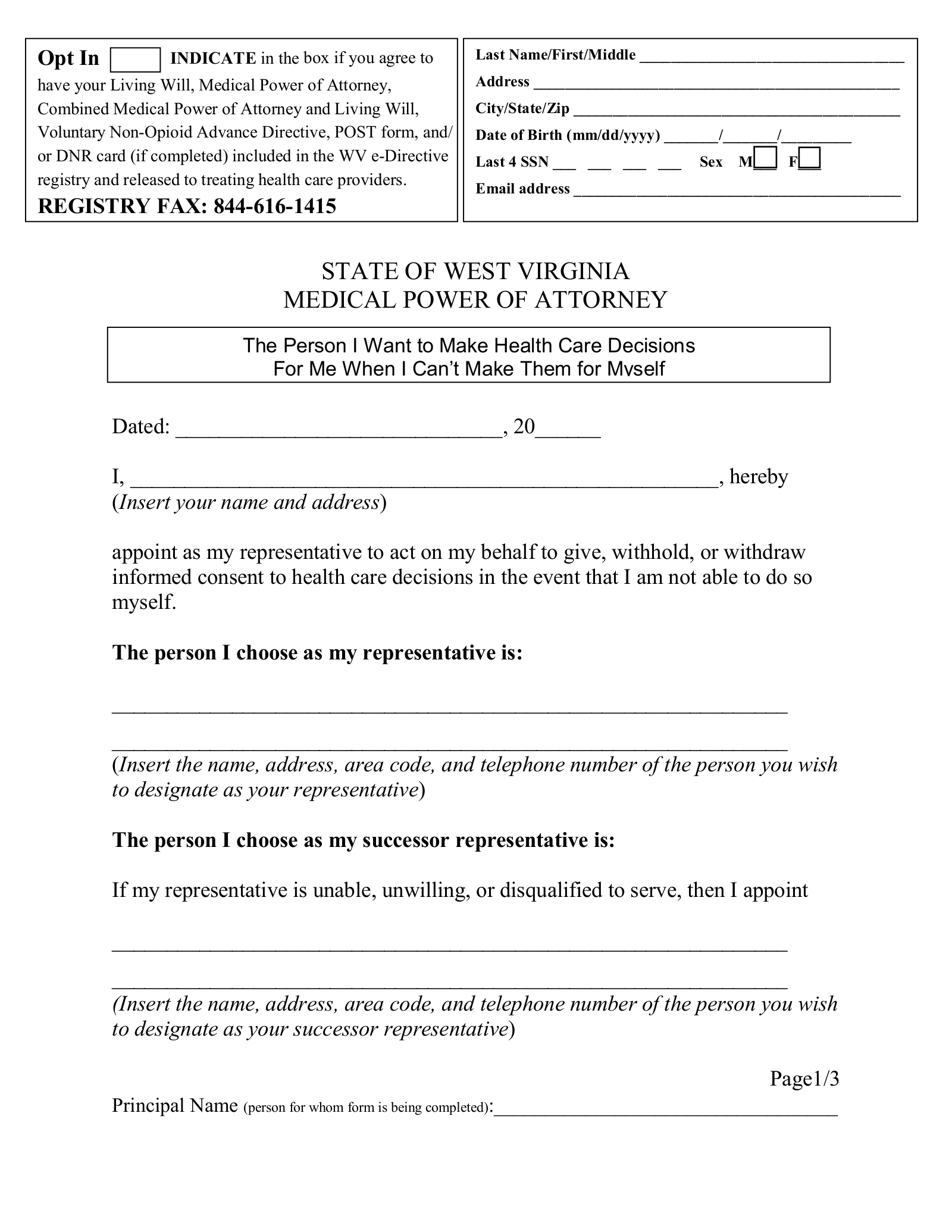 Advance Directive Printable Form