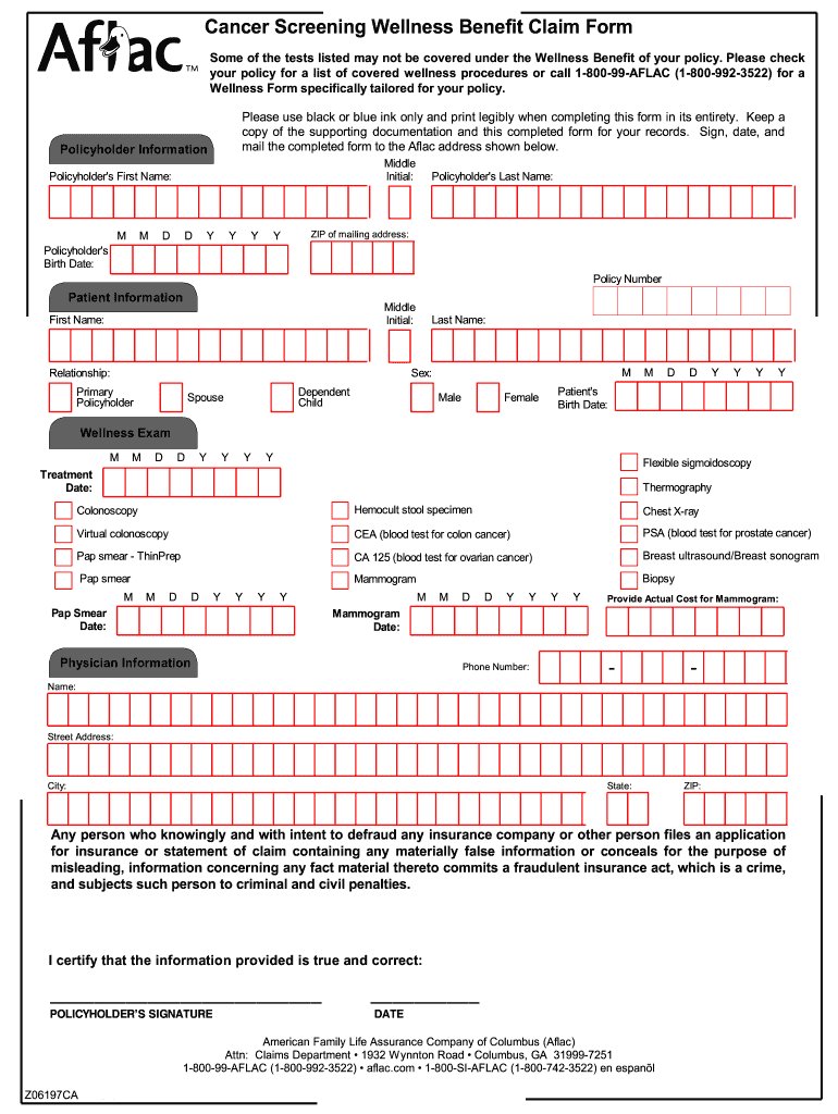 Aflac Printable Cancer Claim Forms Printable Forms Free Online