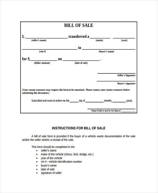 Basic Bill Of Sale Form Printable Mobilfer