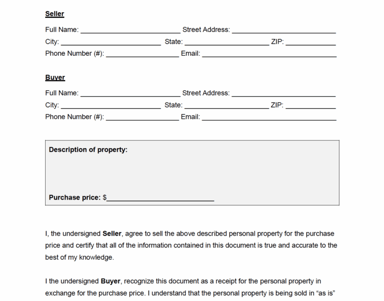 Bill Sale Form Free Printable Free Printable Templates