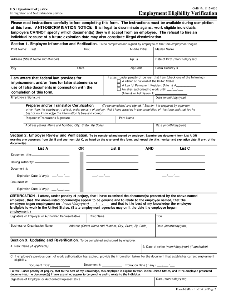 Blank Free Printable I 9 Form Printable Forms Free Online