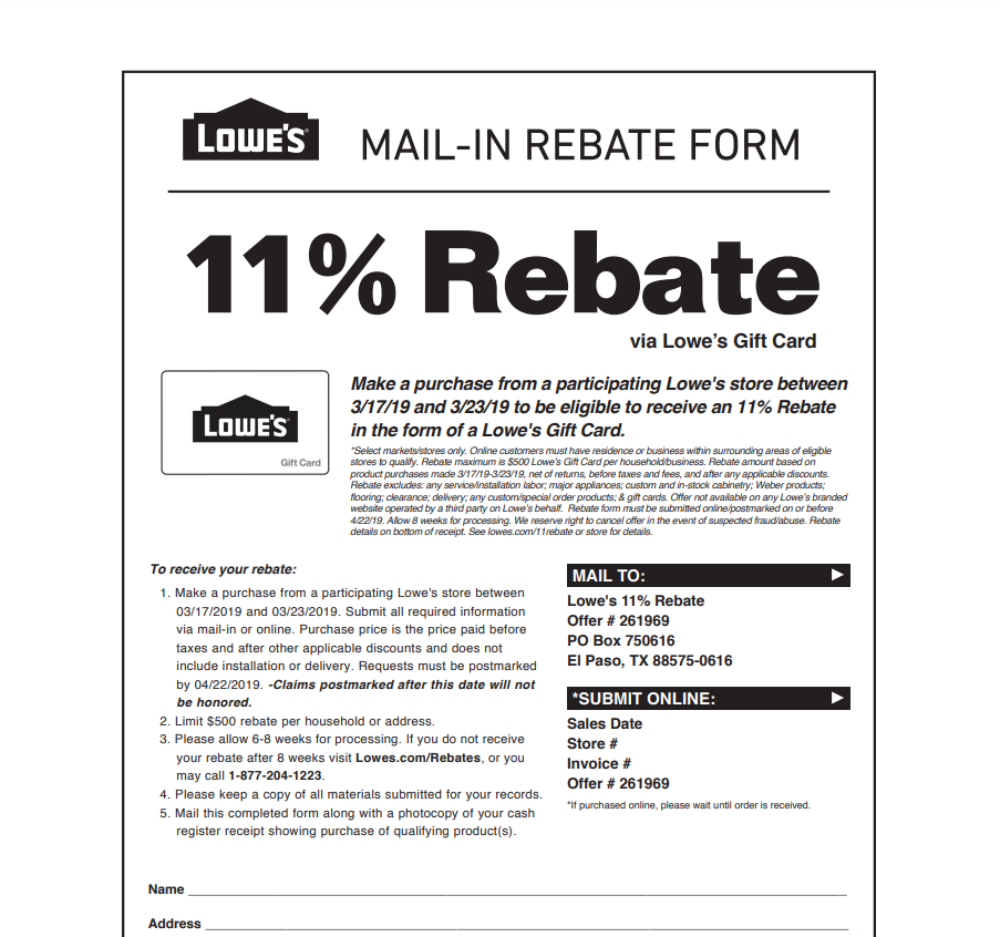 Blank Menards Rebate Form Copy PrintableRebateForm