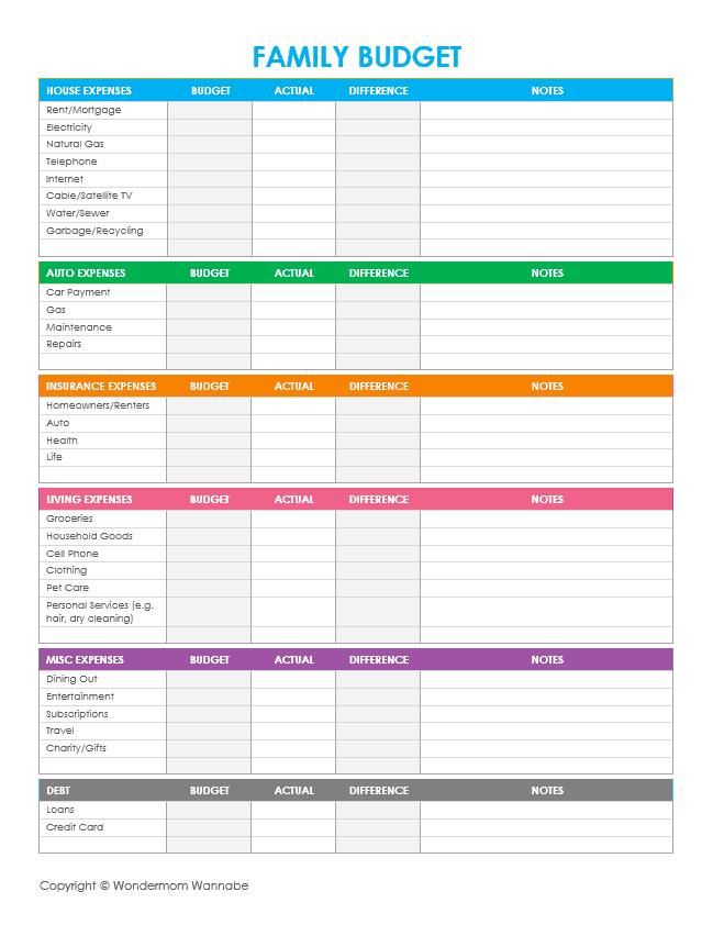 Budget Free Printable Forms Printable Forms Free Online