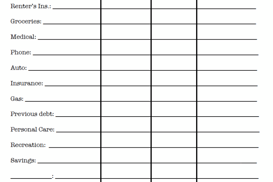 Budget Printables Forms Printable Forms Free Online