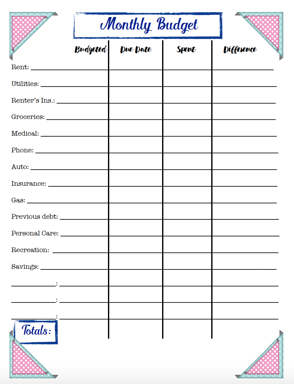 Budget Printables Forms Printable Forms Free Online Budget Printables Forms Printable Forms Free Online