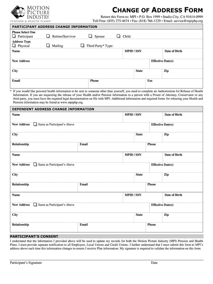 Change Of Address Printable Form Printable Forms Free Online