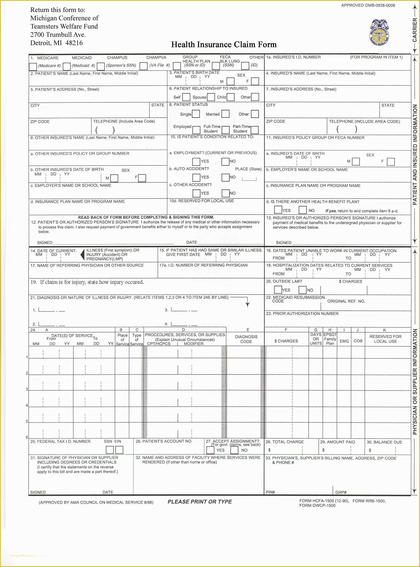 Cms 1500 Form Free Printable Printable Forms Free Online