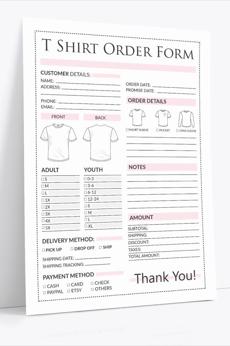Custom Sweatshirt Order Form Template Free Printable Printable Templates