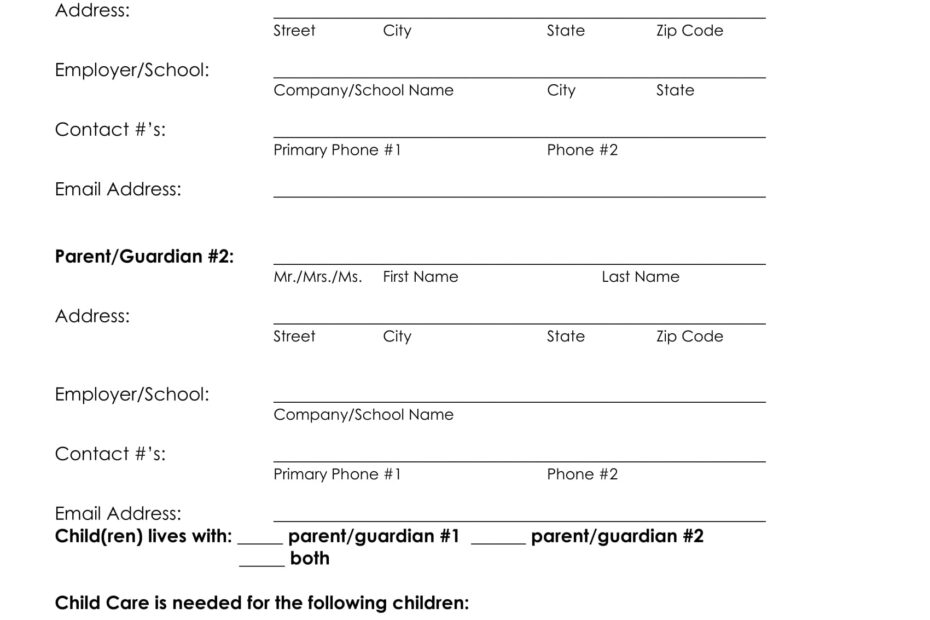 Daycare Free Printable Forms Printable Forms Free Online