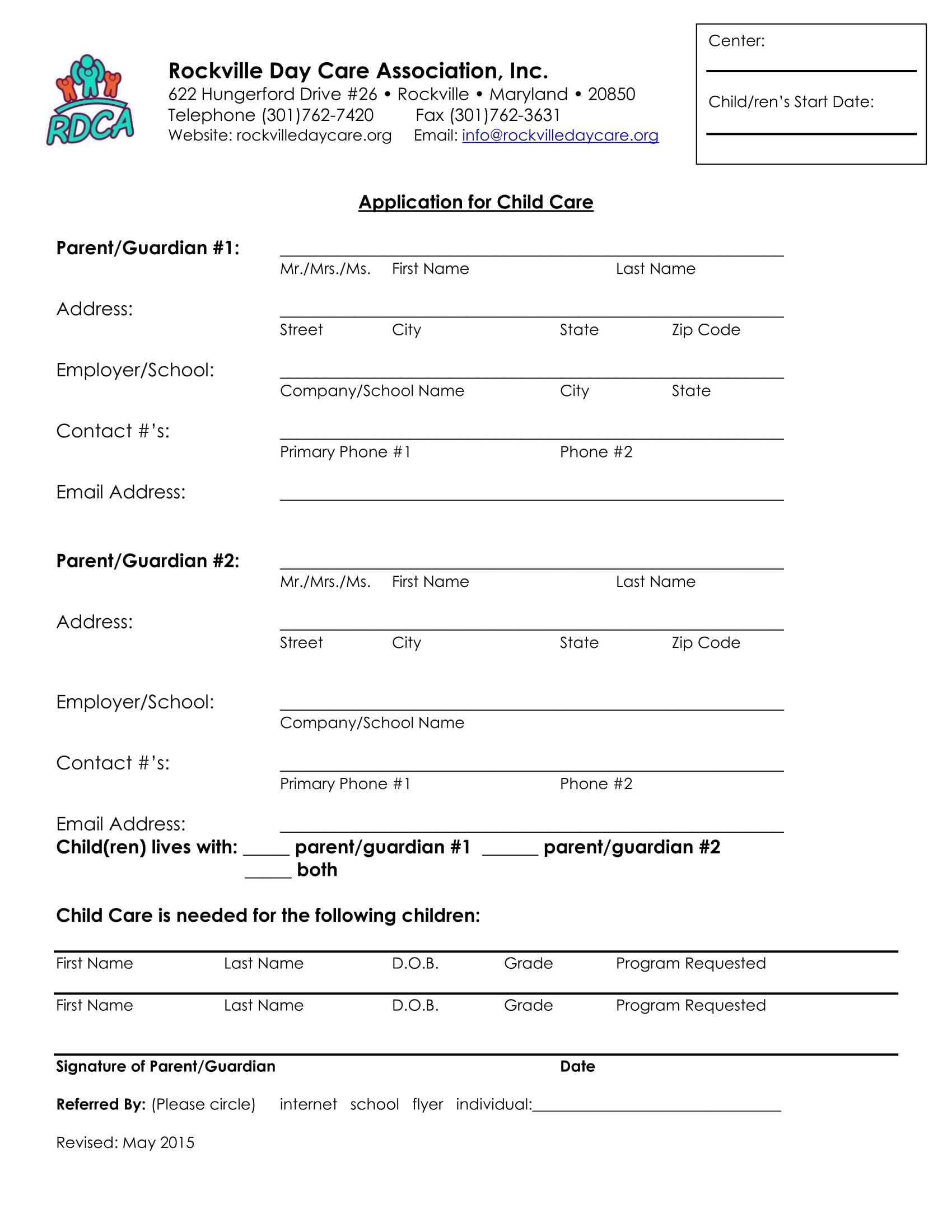 Daycare Free Printable Forms Printable Forms Free Online
