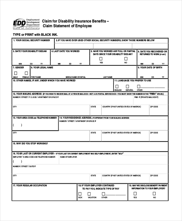 Disability Social Security Forms Printable Printable Forms Free Online