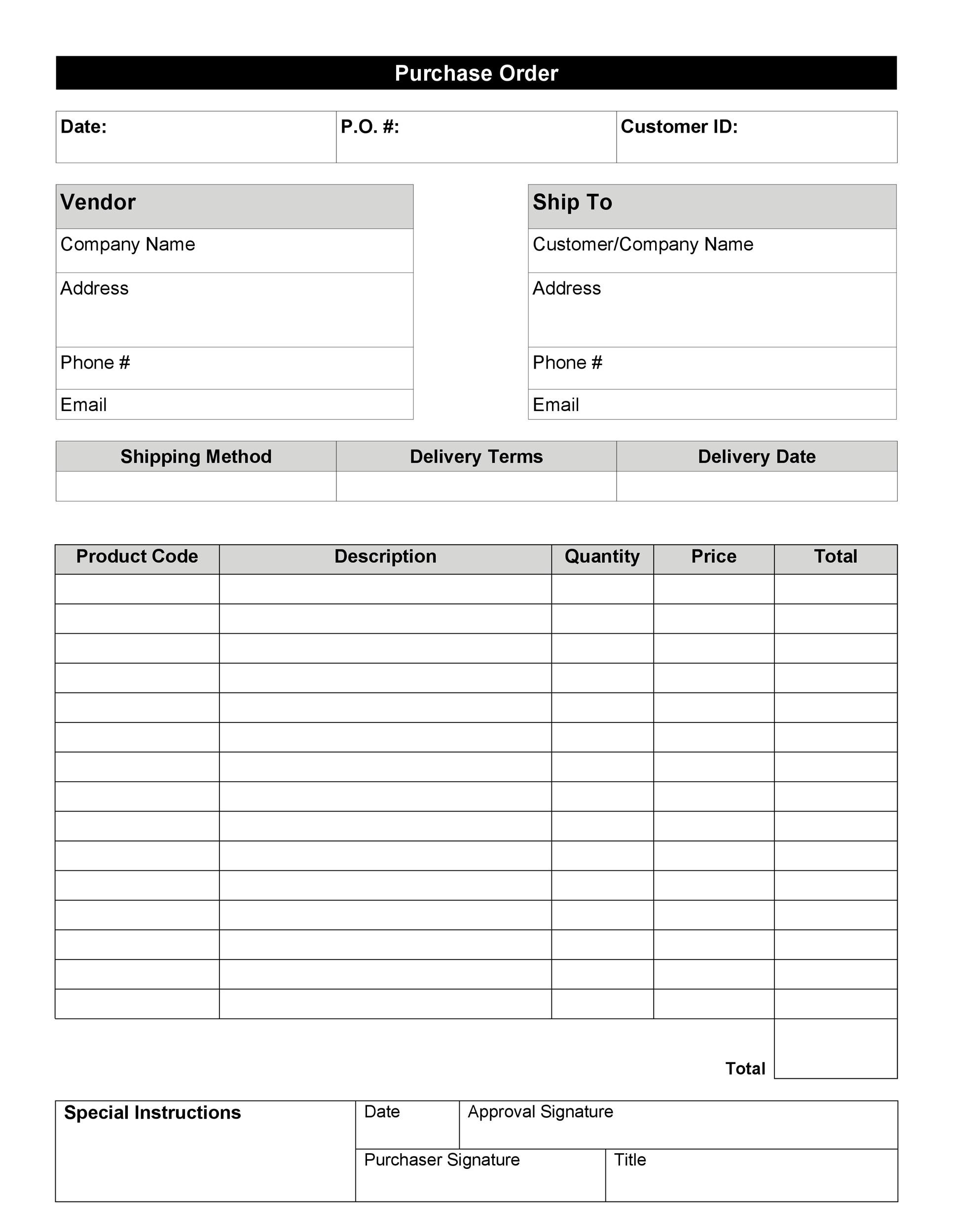 Downloadable Printable Order Form Template Printable Forms Free Online