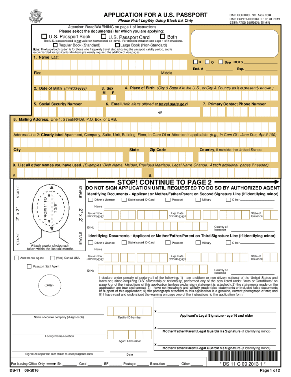 DS 11 Form Application Printable Form 2024