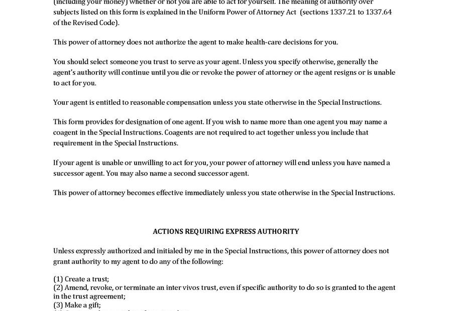 Durable Power Of Attorney Forms Free Printable Printable Forms Free