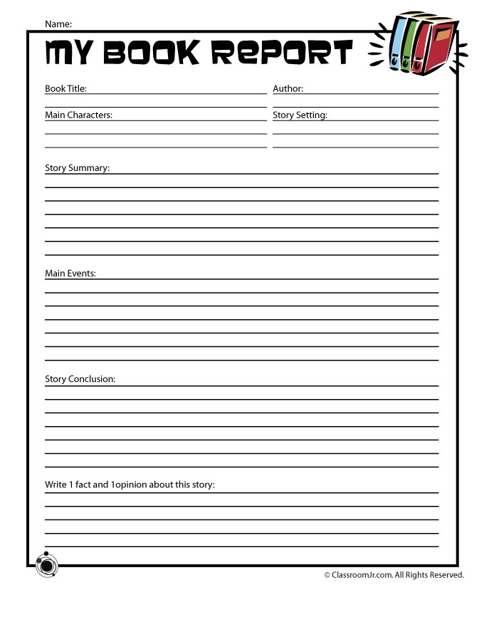 Easy Book Report Form For Young Readers Woo Jr Kids Activities