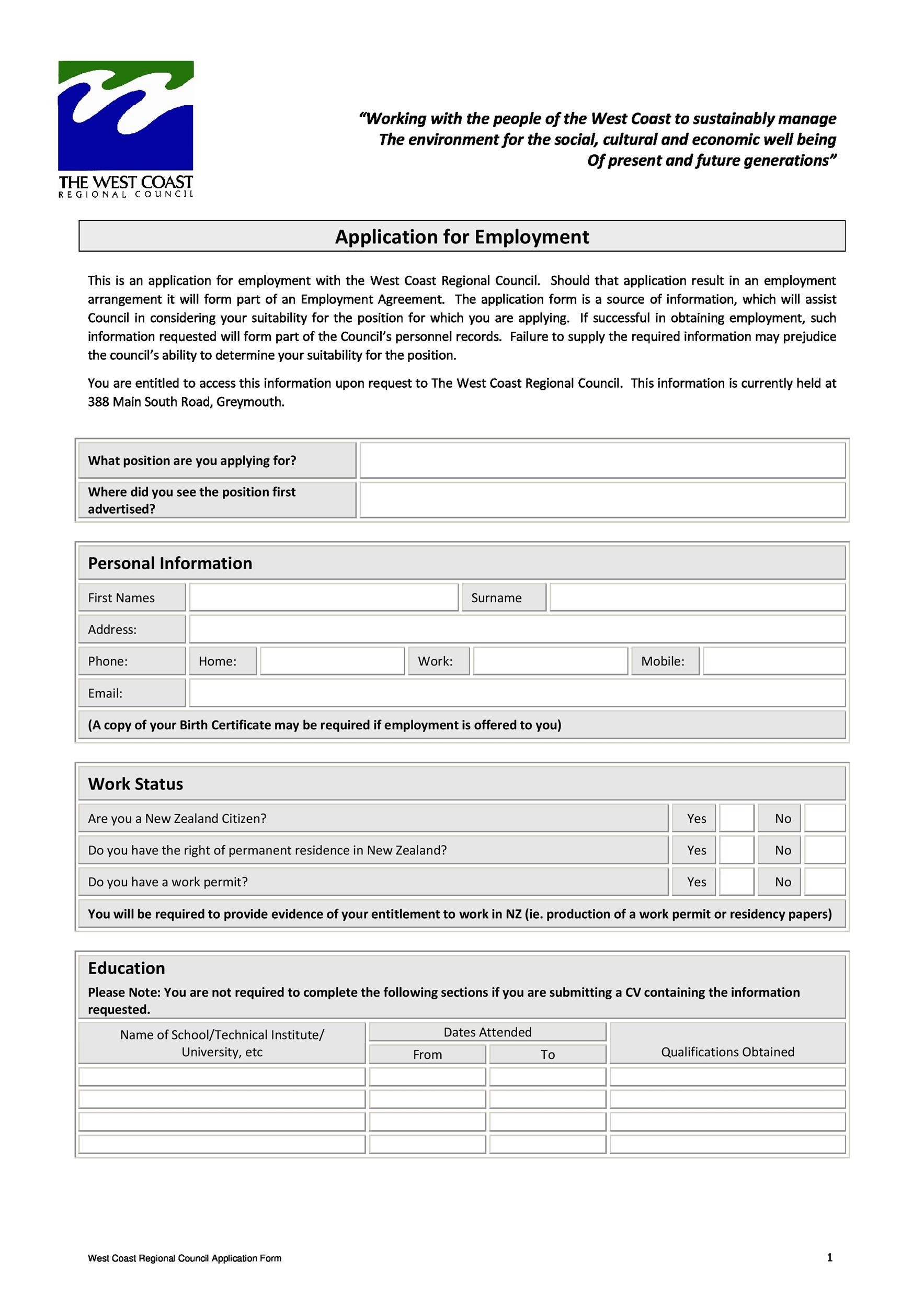 Employment Application Short Form Printable Printable Forms Free Online