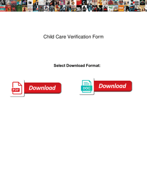 Fillable Online Child Care Verification Form Child Care Verification 