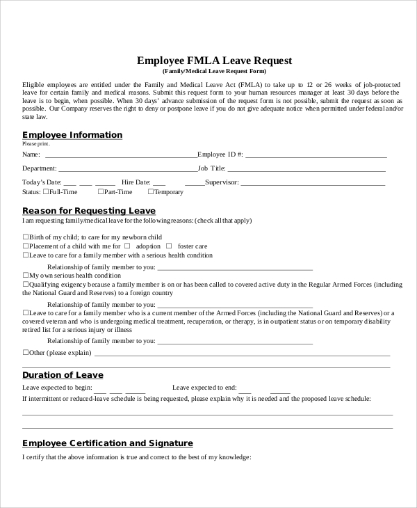 Fmla Forms 2024 Printable Pdf Evvie Janifer