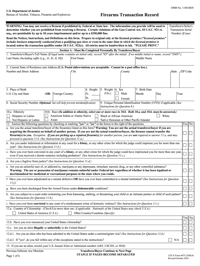 Form 4473 Printable Form Printable Forms Free Online