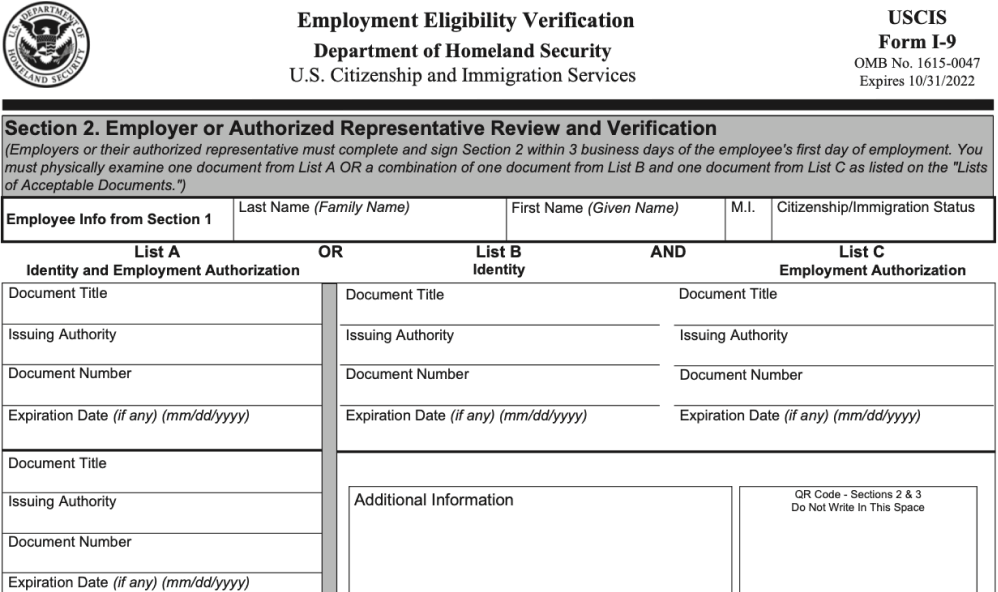 Form I 9 Employment Eligibility Verification Printable Printable 