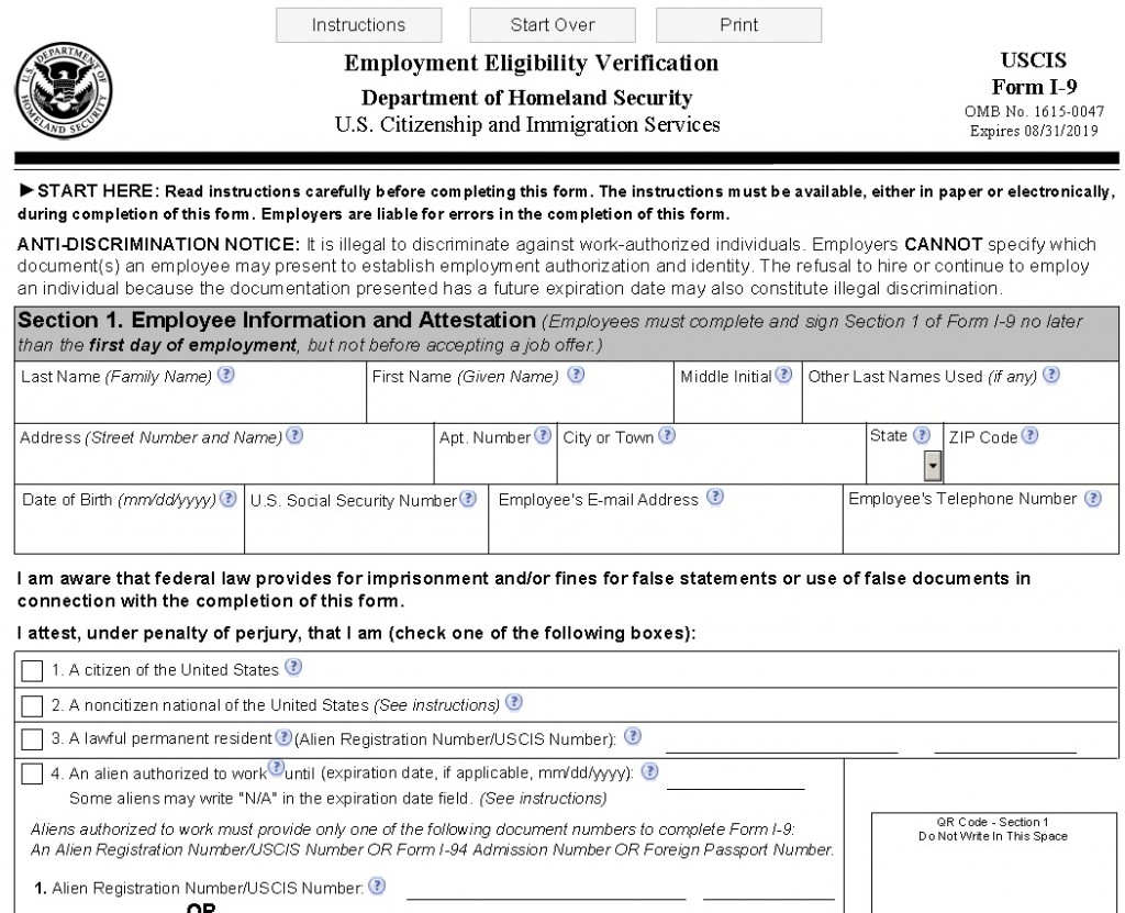 Form I9 Printable Printable Forms Free Online
