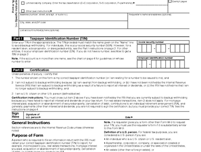 Form W 9 Printable Printable Forms Free Online