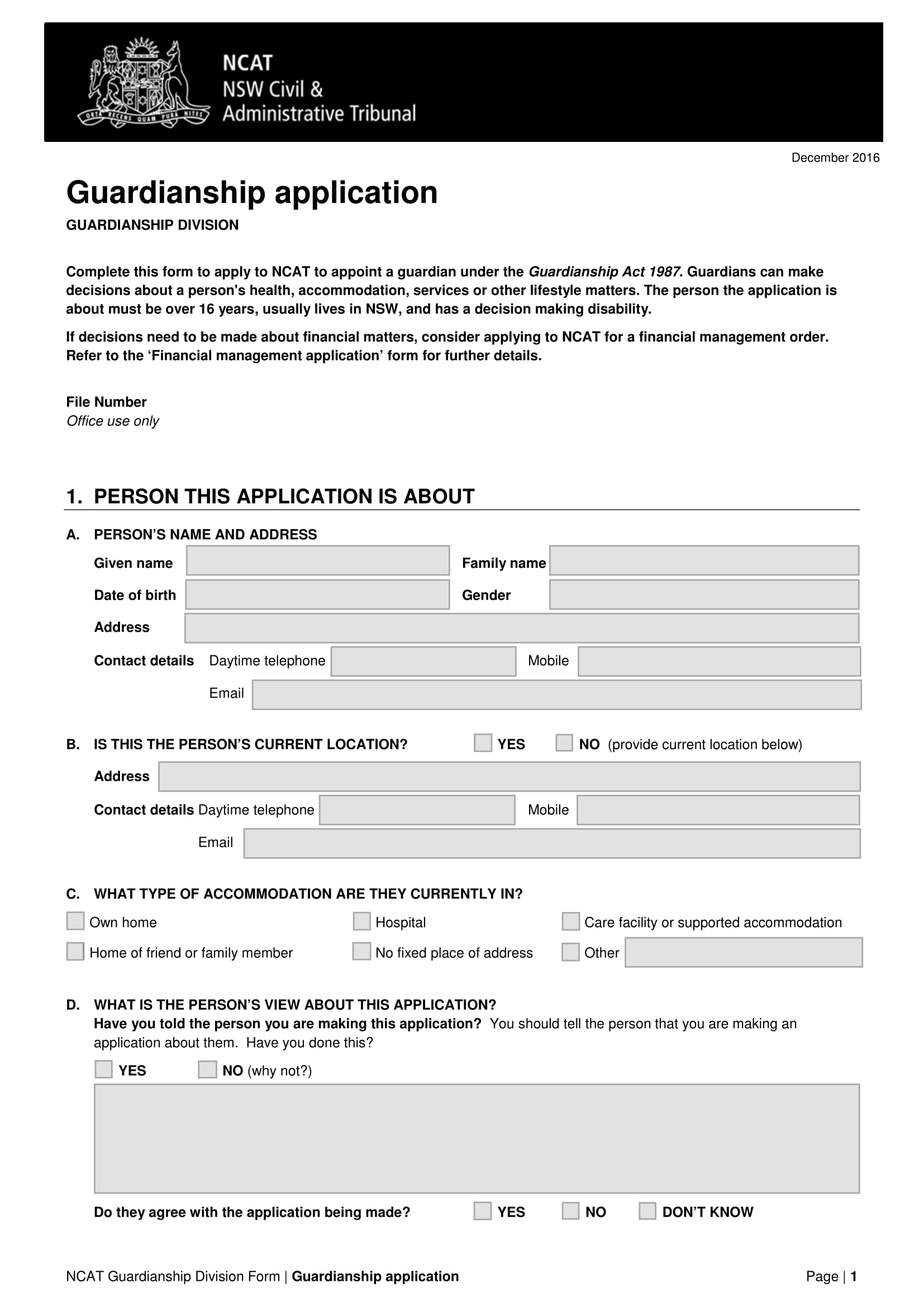 Free Blank Printable Guardianship Forms Printable Forms Free Online