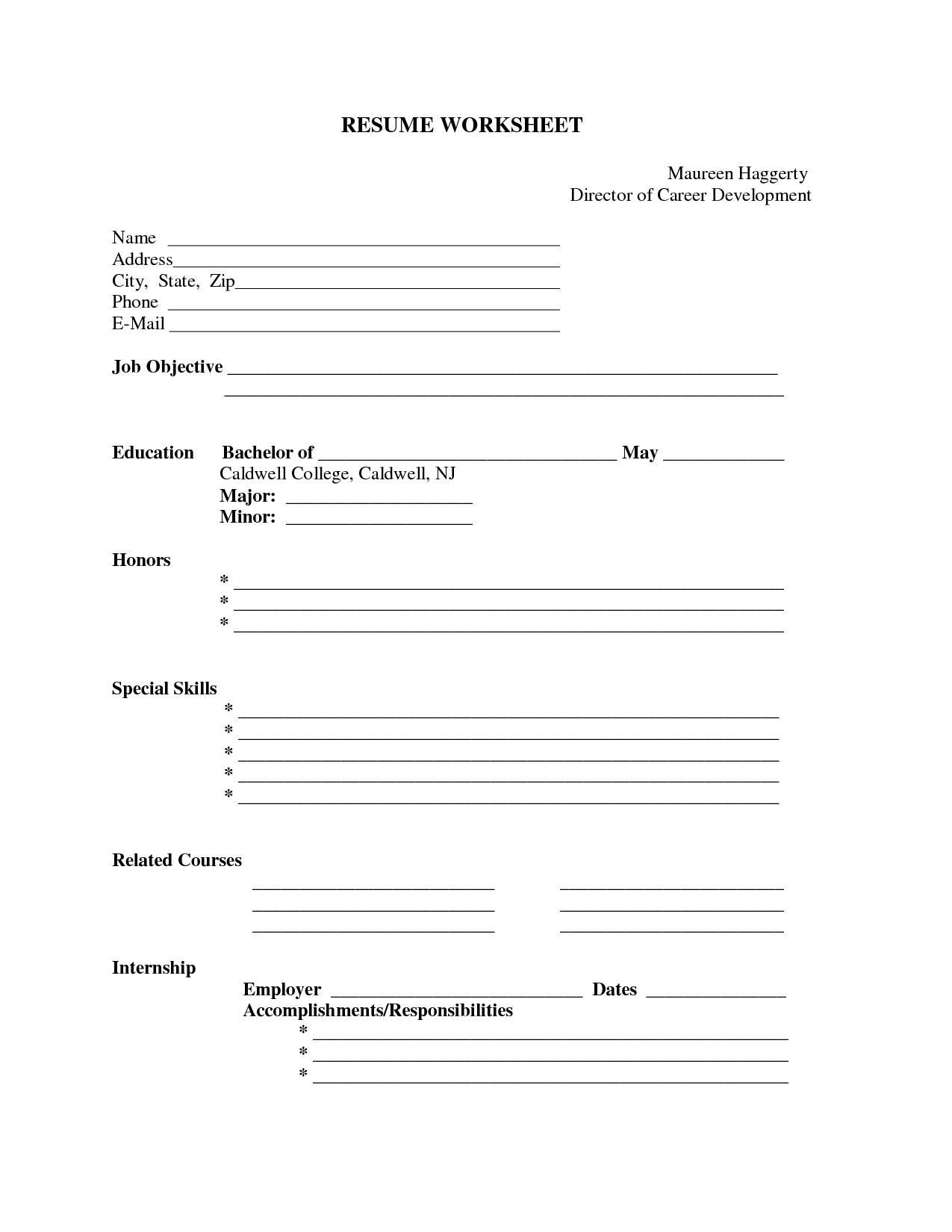 Free Blank Printable Resume Forms Printable Forms Free Online