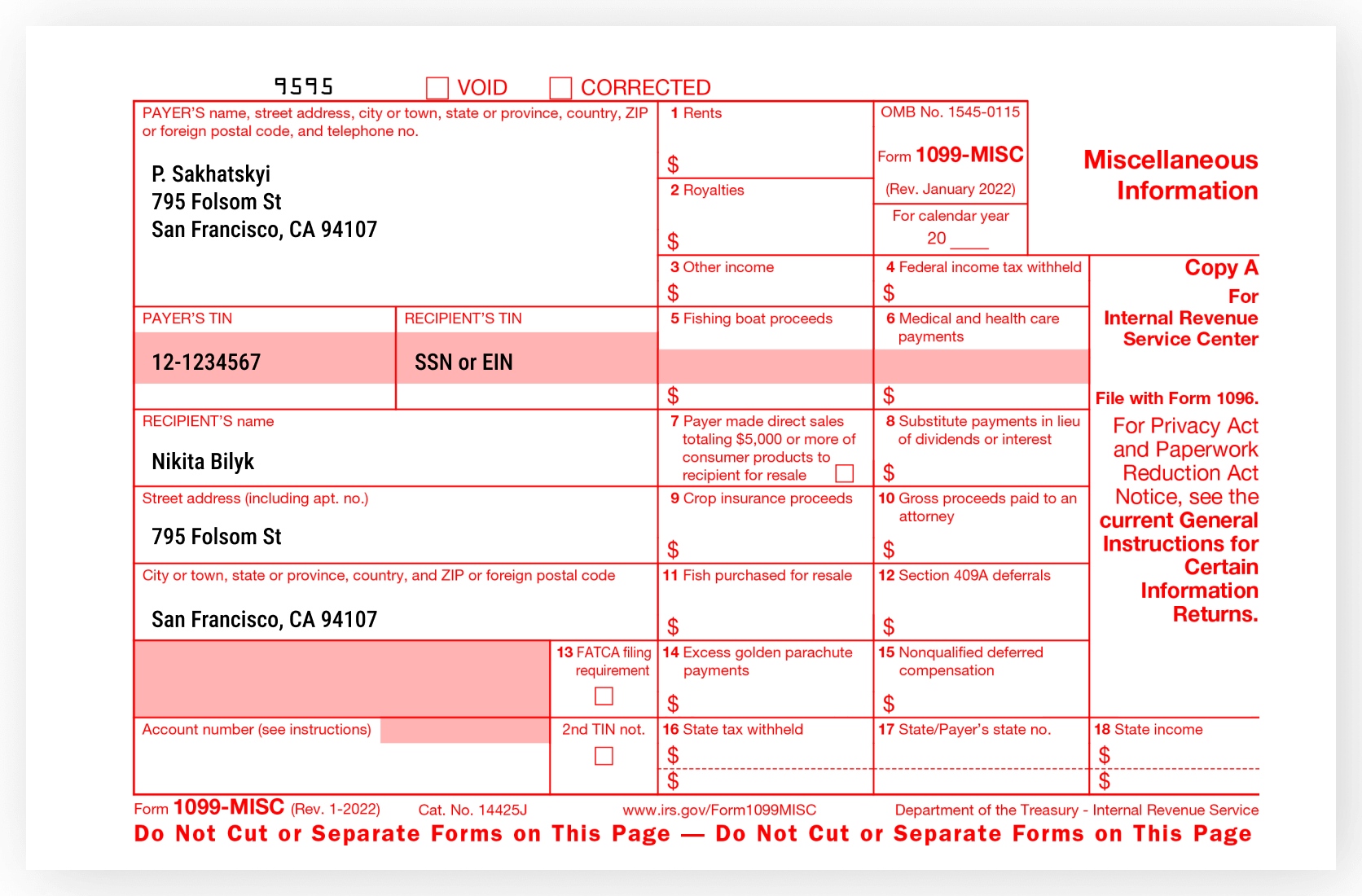 Free Printable 1099 Form 2023 Printable Forms Free Online