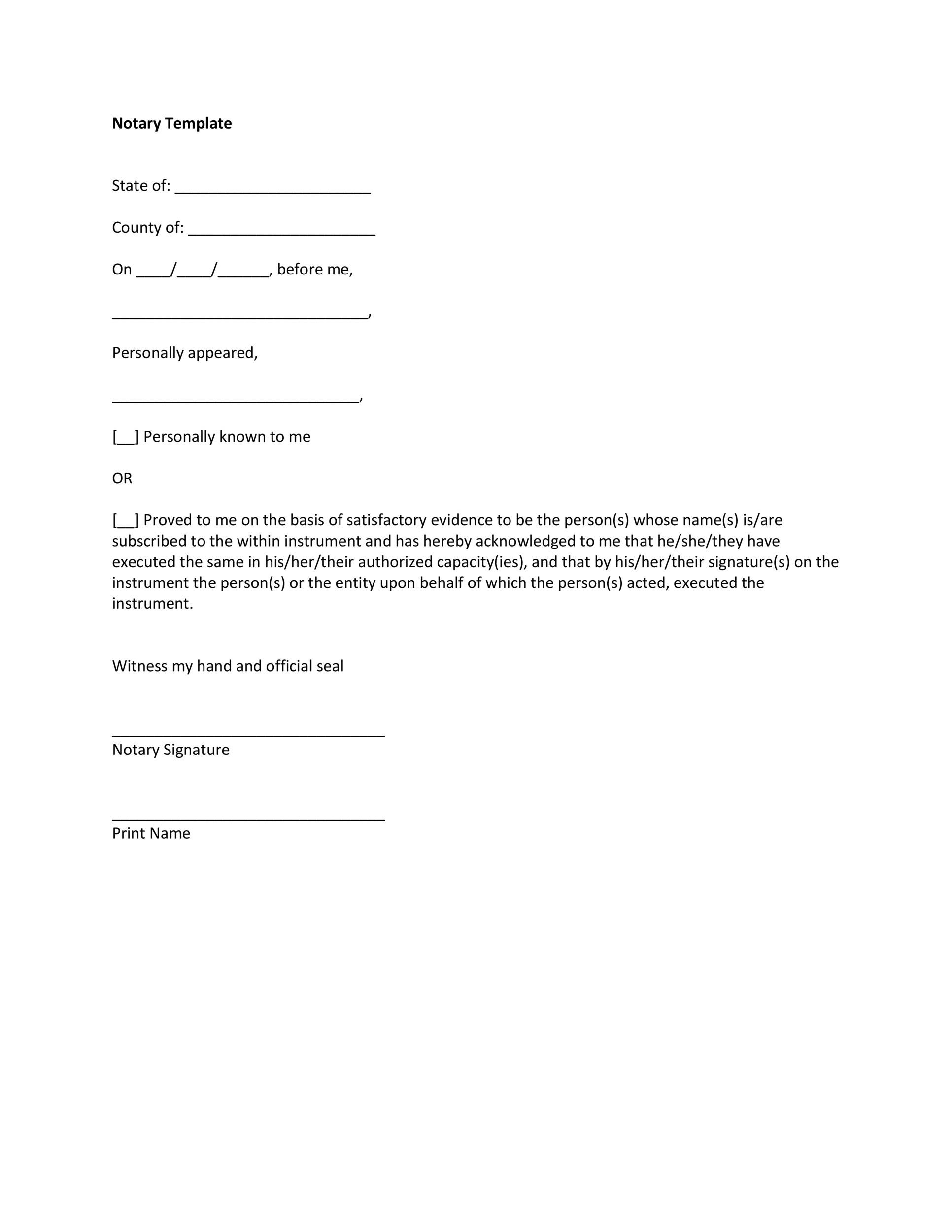 Free Printable Acknowledgement Notary Forms Printable Forms Free Online