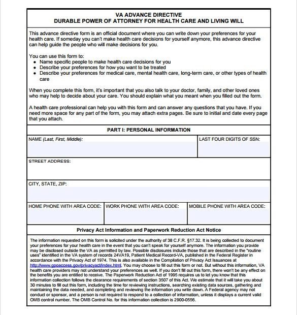 Free Printable Advance Directive Form Printable Form 2024