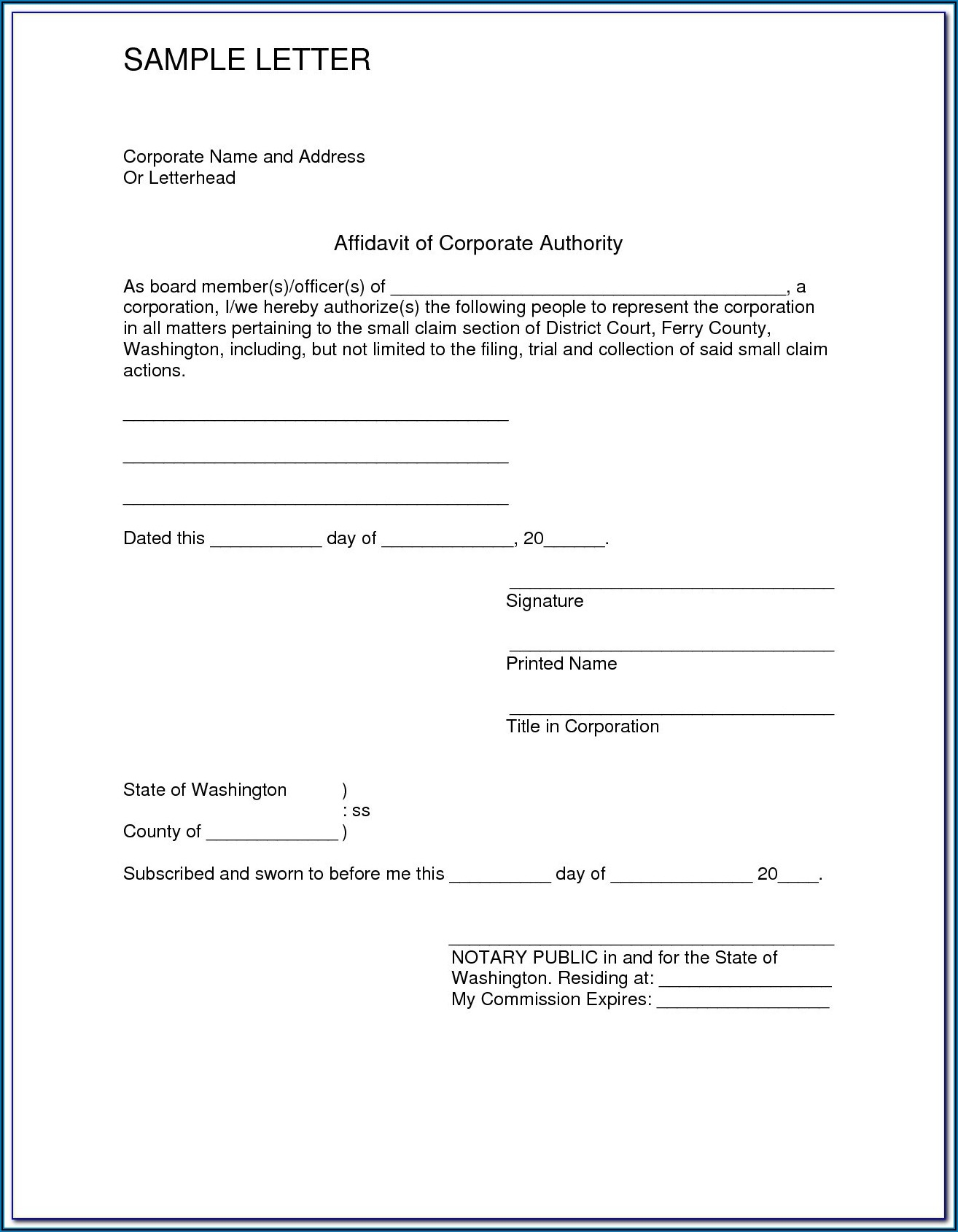 Free Printable Affidavit Form Printable Forms Free Online