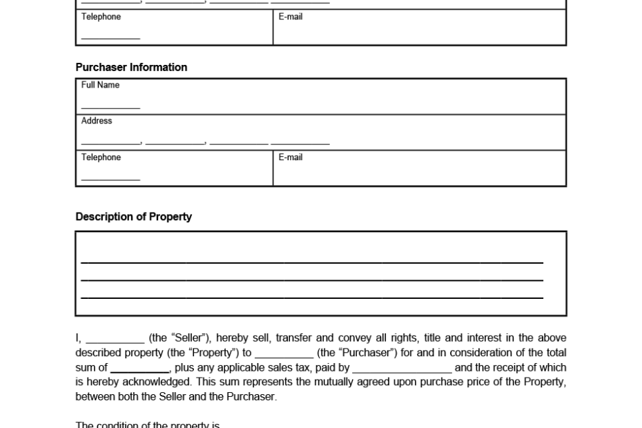 Free Printable Bill Of Sale Form Printable Form 2024
