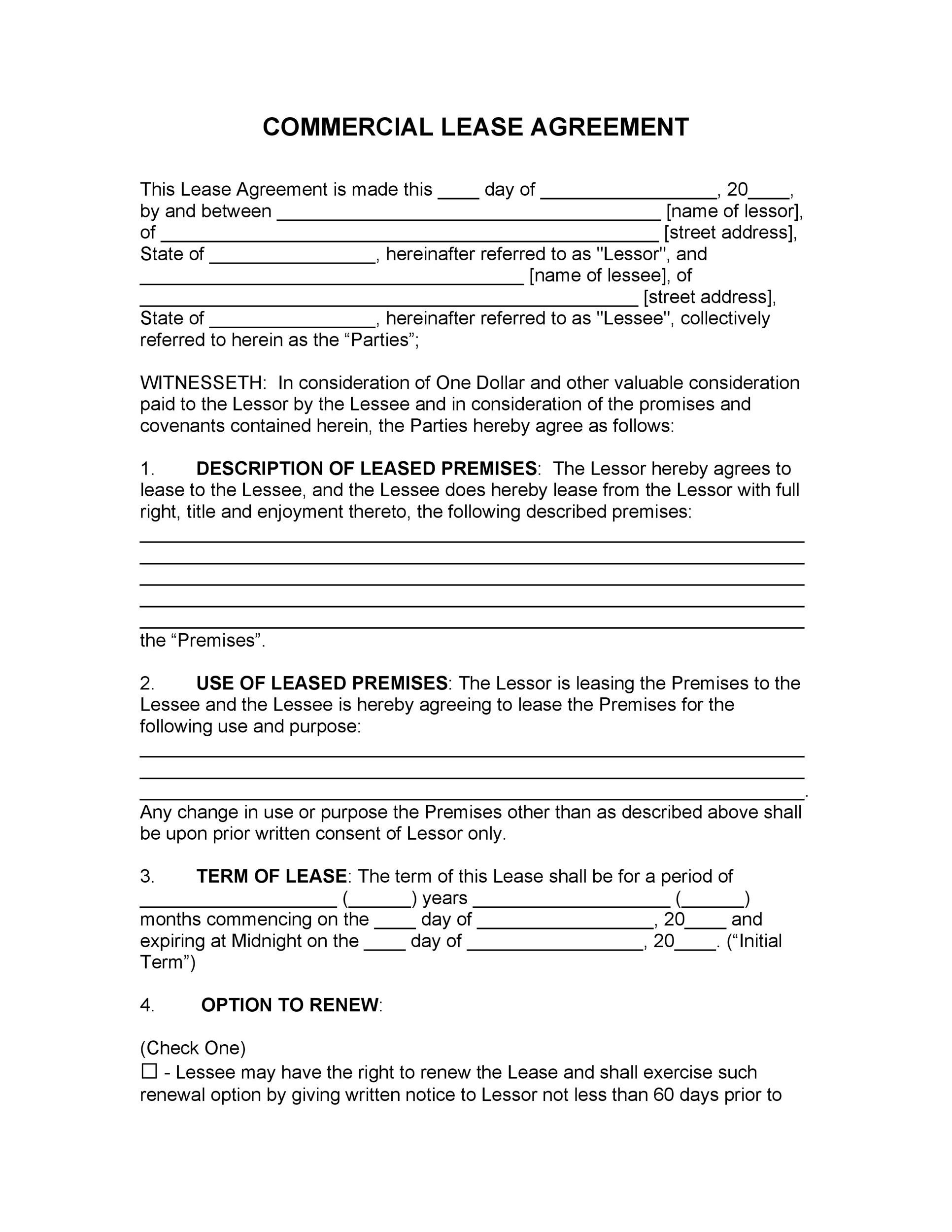 Free Printable Commercial Lease Forms Printable Forms Free Online
