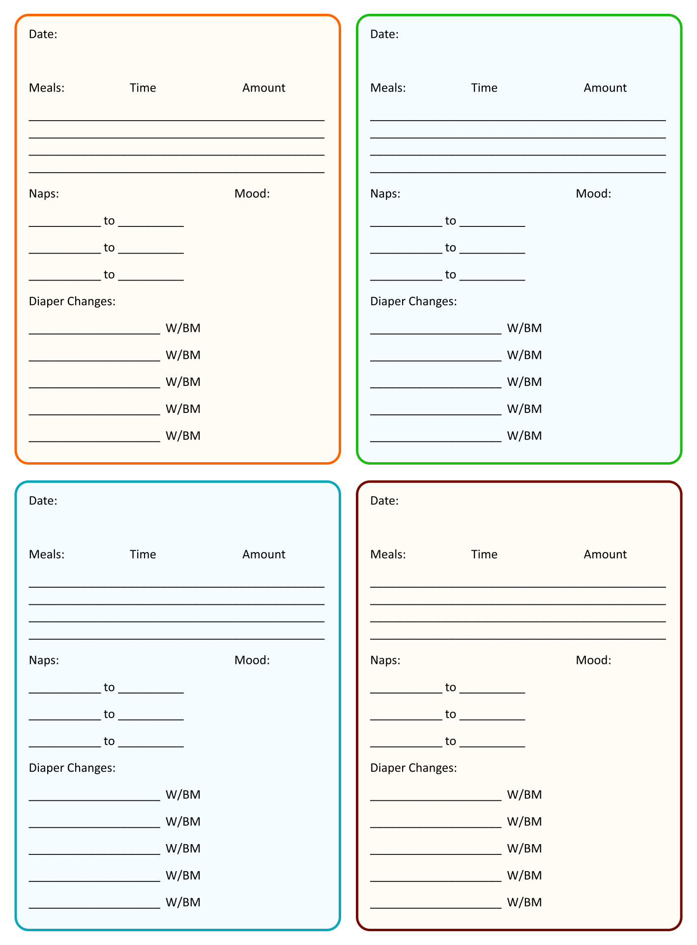 Free Printable Daycare Daily Forms Printable Forms Free Online