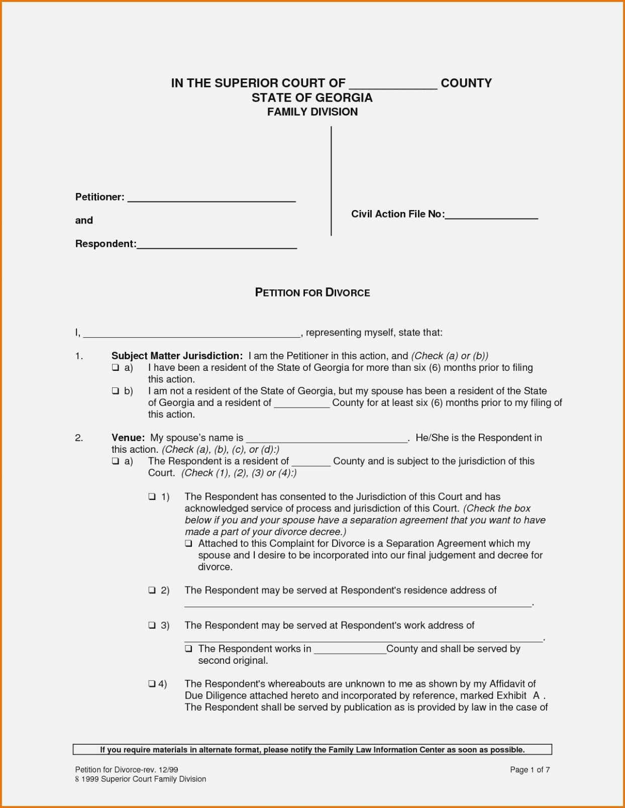 Free Printable Divorce Forms Printable Forms Free Online