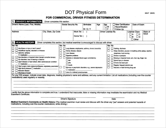 Free Printable Dot Physical Forms Printable Form 2024